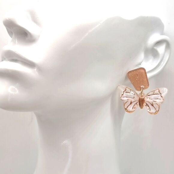 New BUTTERFLY dangle earrings with 925 silver posts - Picture 2 of 12